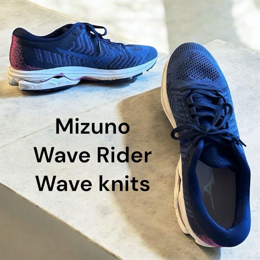 Mizuno Wave Rider Waveknit Navy Blue Women's Athletic Shoes